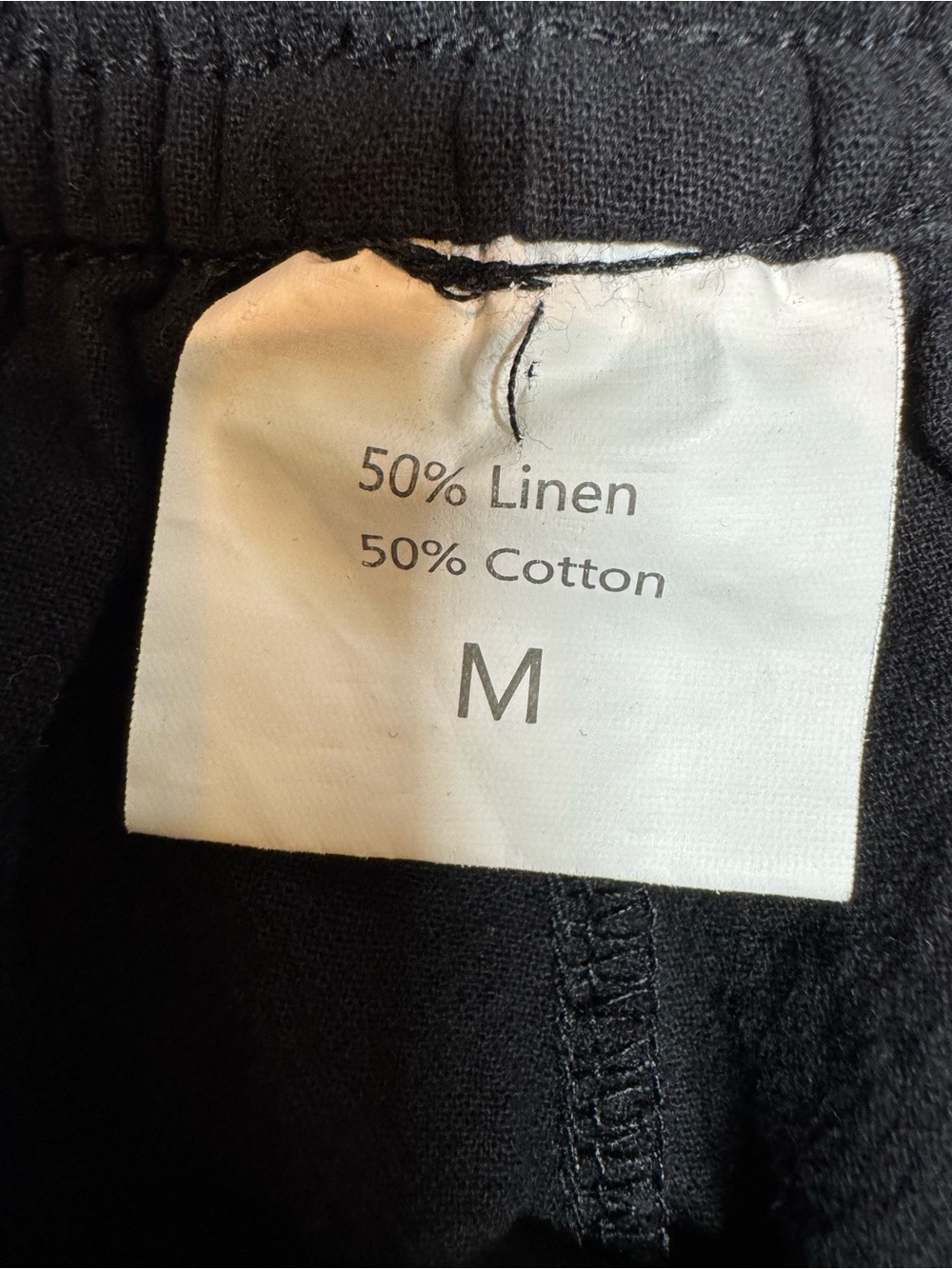 Black Linen Blend Ruffle Hem Drawstring Shorts SZ M - Picture 8 of 15